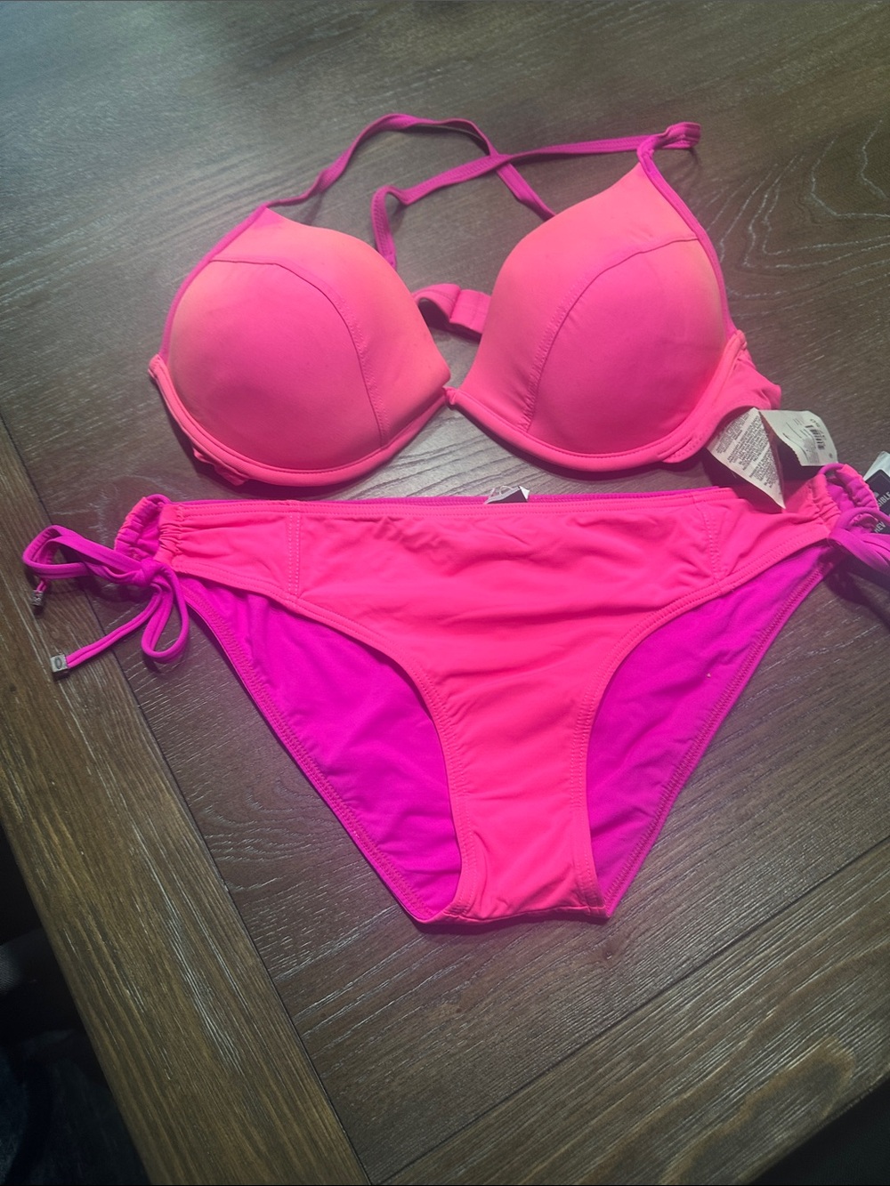 Oakley Hot Pink Padded Two-Piece Bikini Set